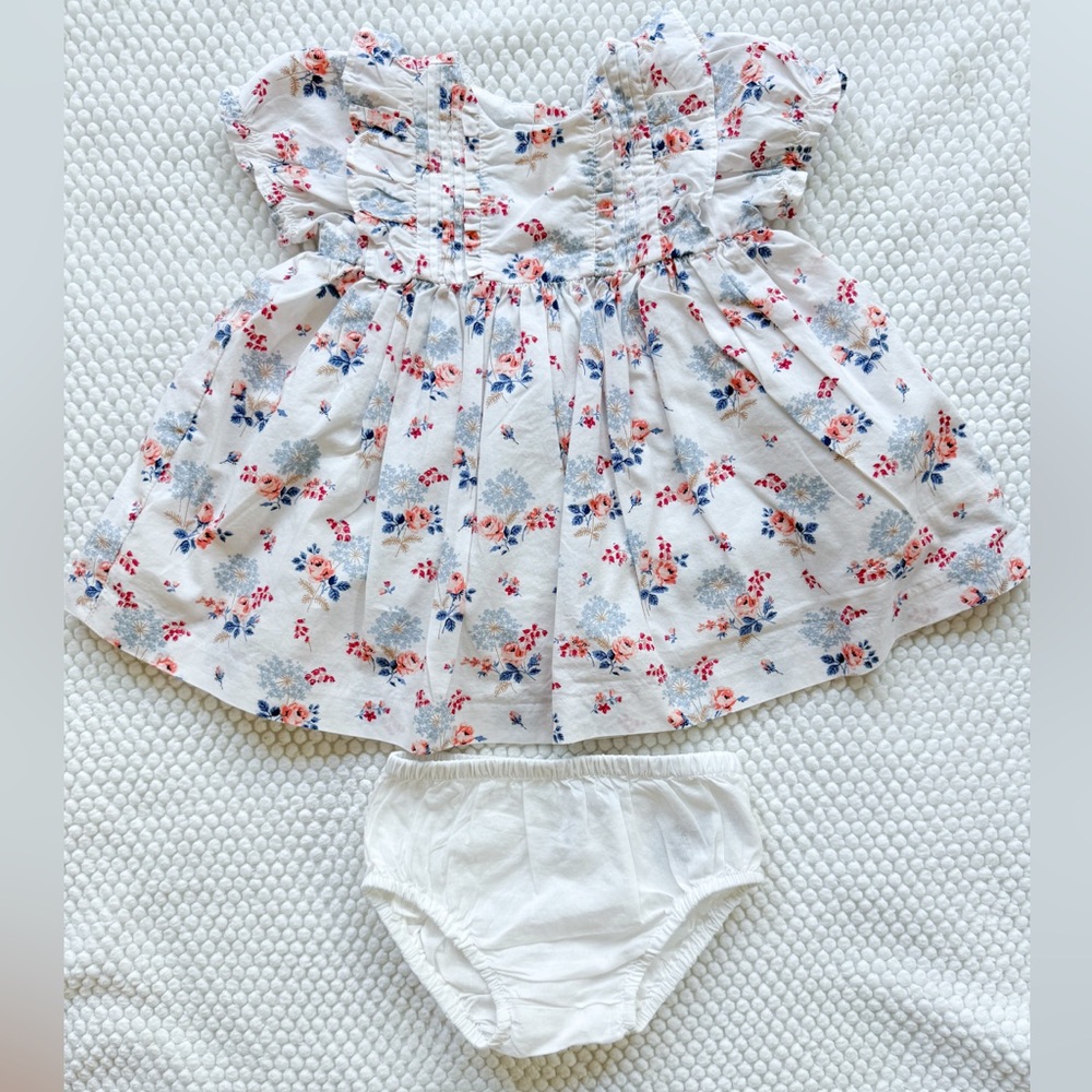 Janie & Jack Floral Dress with Bloomers - 3-6 months